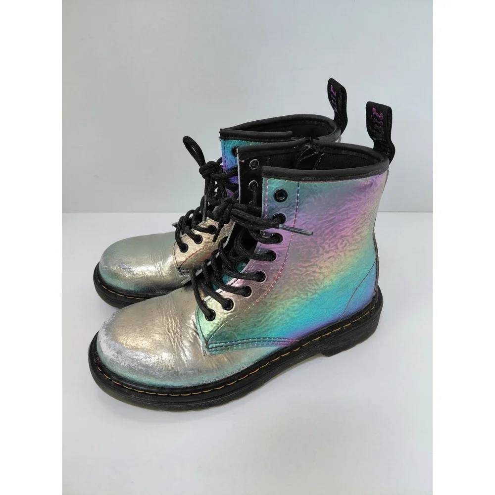 Dr. Martens AirWair 1460 J Multi Rainbow Crinkle Boots Kids Size 2
